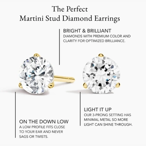 Perfect Martini Lab Diamond Stud Earrings (1 1/2 ct. tw.) in 18K White Gold