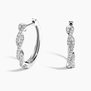 18K White GoldTwisted Vine Diamond Hoop Earrings
