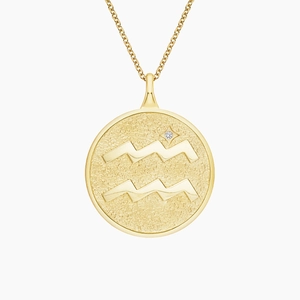 14K Yellow GoldLuxe Aquarius Zodiac Pavé Pendant