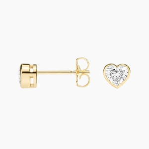 14K Yellow GoldHeart Shaped Lab Diamond Bezel Stud Earrings (1/2 ct. tw.)