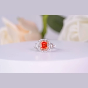 Red Emerald Diamond Ring