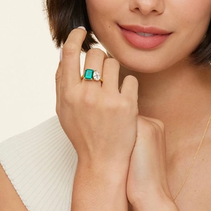 Toi et Moi Lab Emerald and White Topaz Cocktail Ring