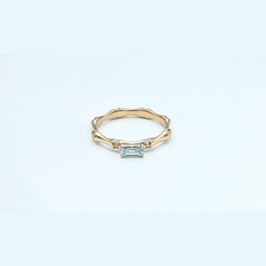 Emerald Blue Diamond Bone Ring
