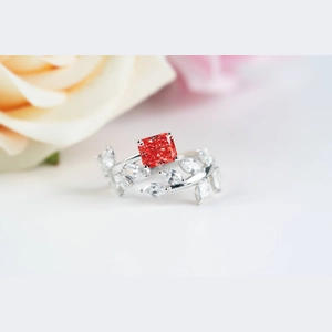 Red Radiant Diamond Ring