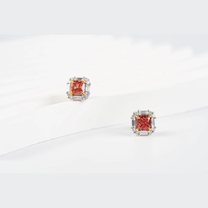 Red Cushion Diamond Earings