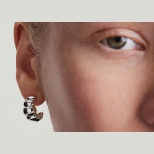 Puffy Charlotte Hoops Sterling Silver