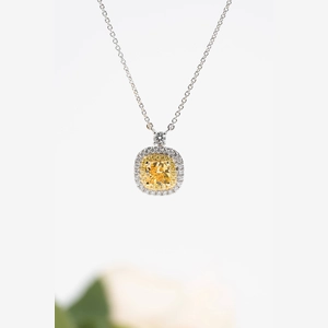 Yellow Cushion Diamond Necklace