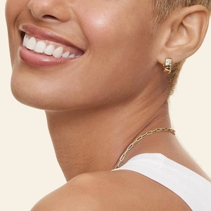 14K Yellow GoldCascade Diamond Huggie Earrings (1/6 ct. tw.)