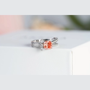 Red Cushion Diamond Ring