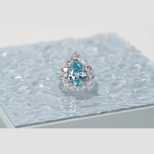 Blue Pear Diamond Ring