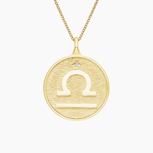 14K Yellow GoldLuxe Libra Zodiac Pavé Pendant